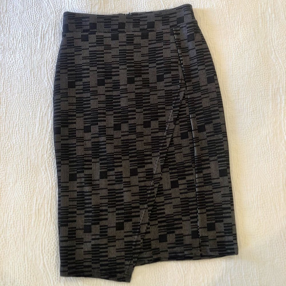 Anthropologie Maeve black grey geometric skirt